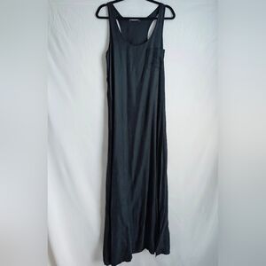 Vintage 90s Black Slip Maxi Dress Minimalist Bias Cut Tank Dress M
